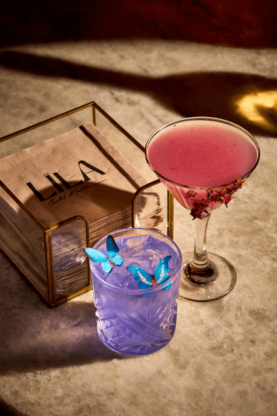 cocktails on a table
