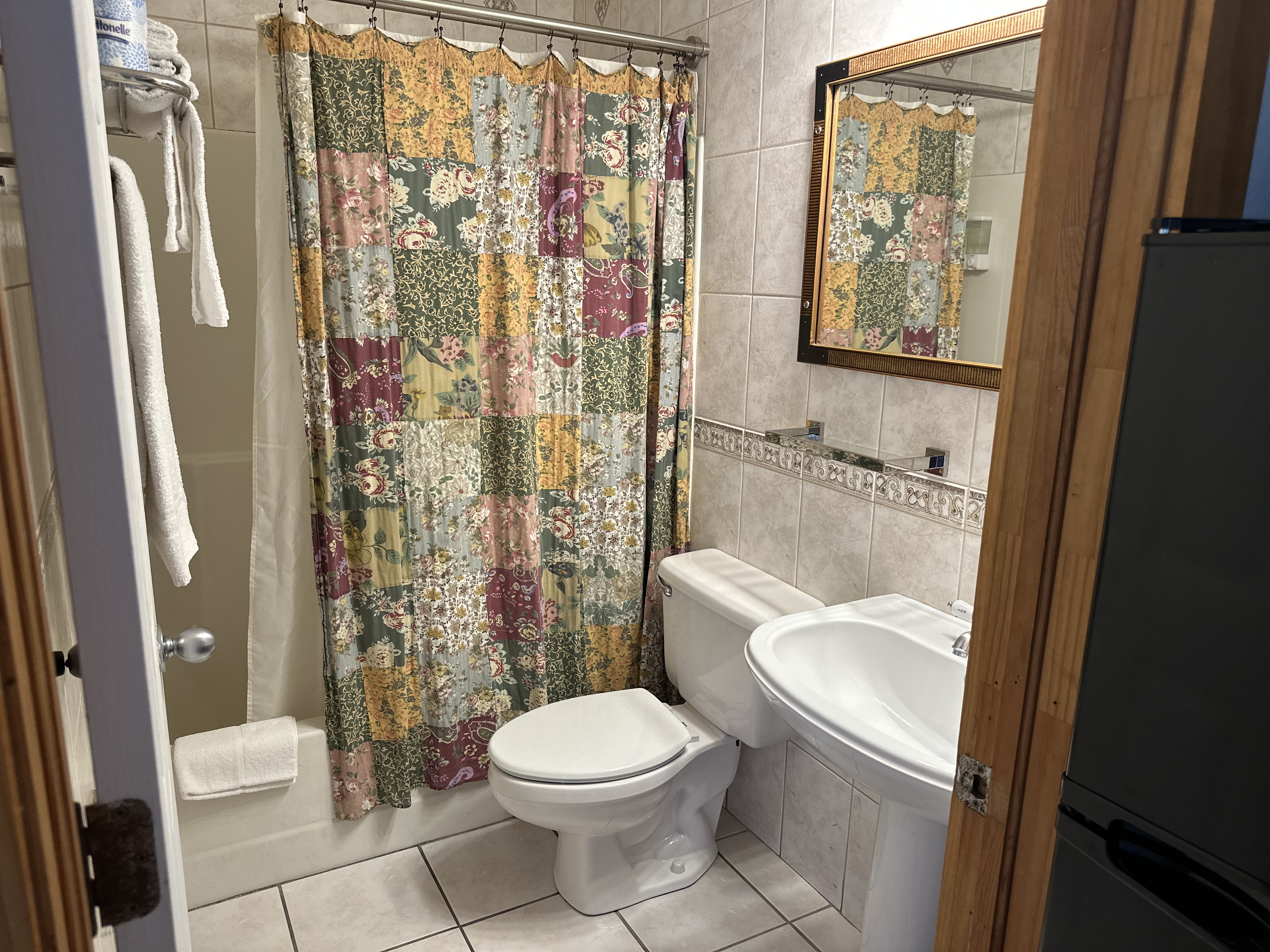 a shower curtain