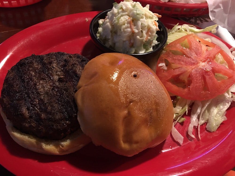 food on a red plate