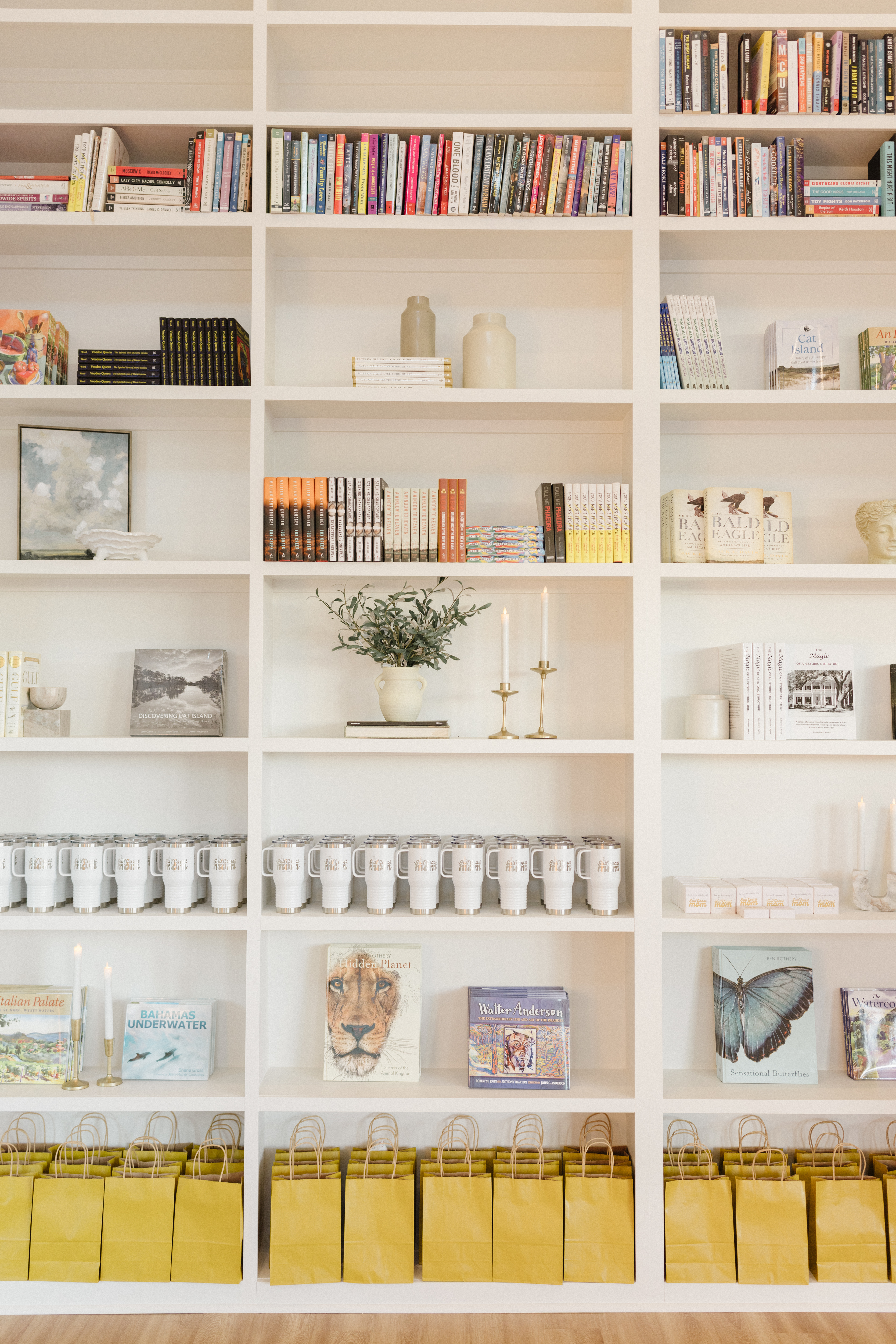 a close up of a book shelf filled with books