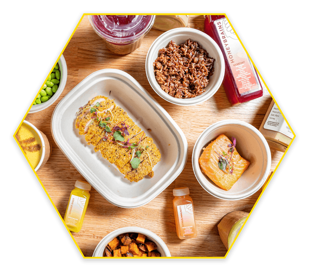 a tray of food on a plate