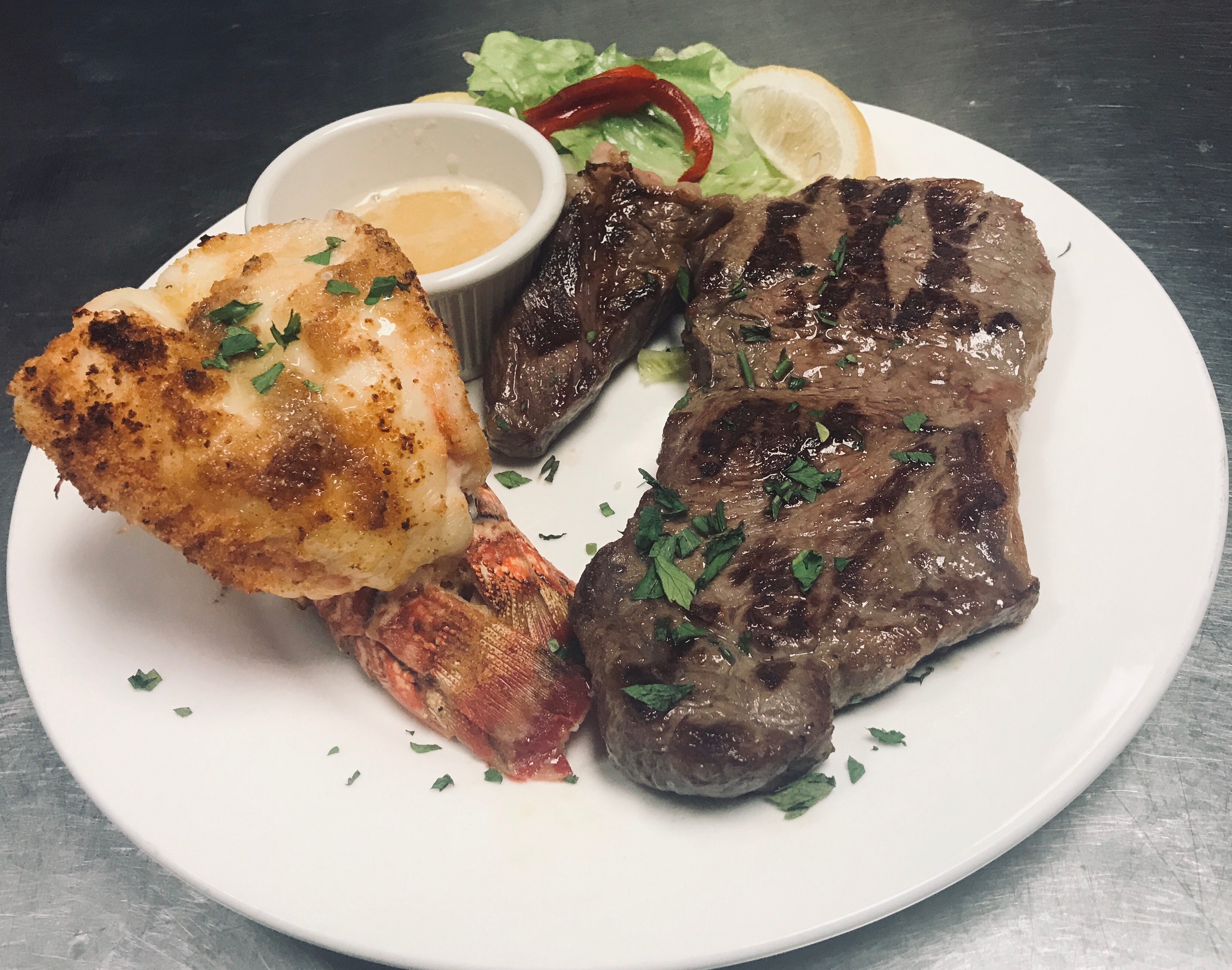 Steak & Lobster with Pasta or Salad