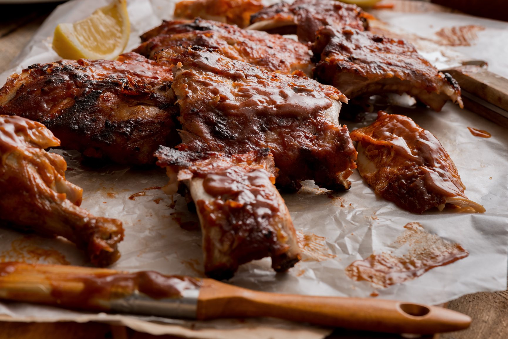 a close up of a plate of food with a slice cut out