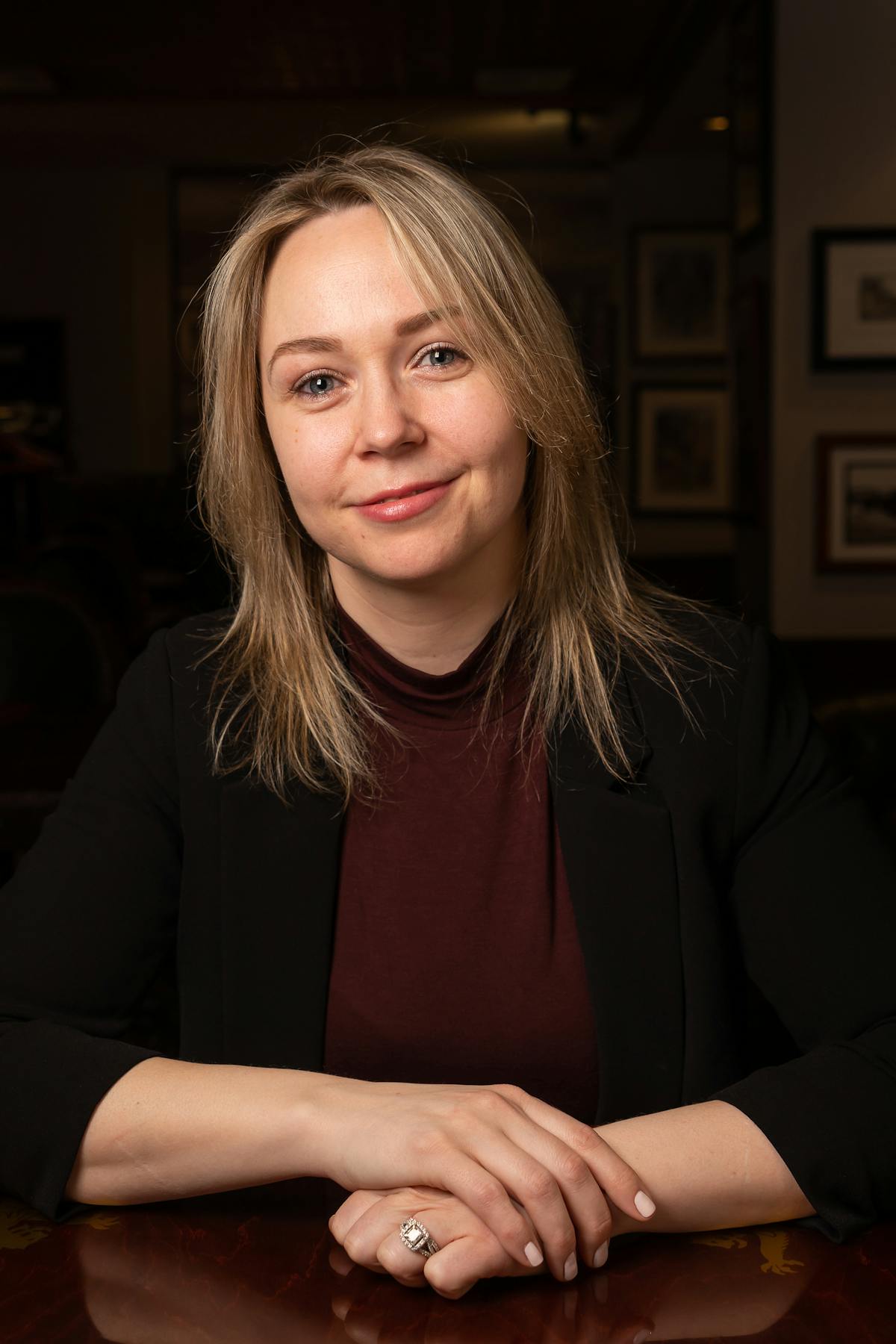 a woman looking at the camera