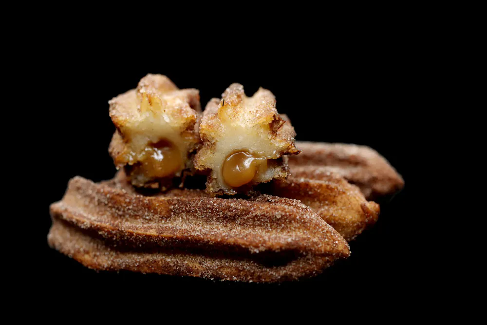 a close up of a piece of food