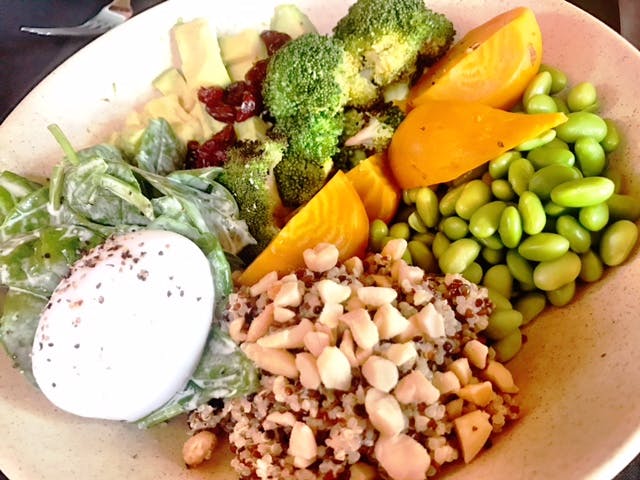 a plate of food with broccoli