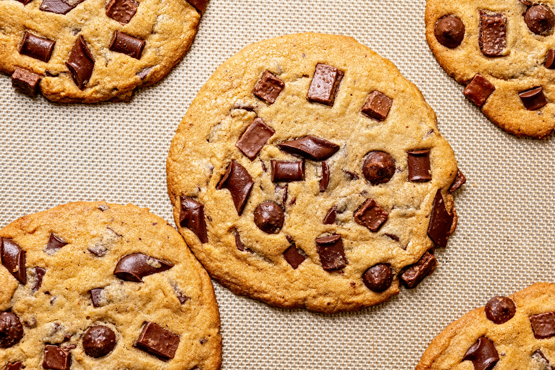 freshly baked hot chewy chocolate chip cookies