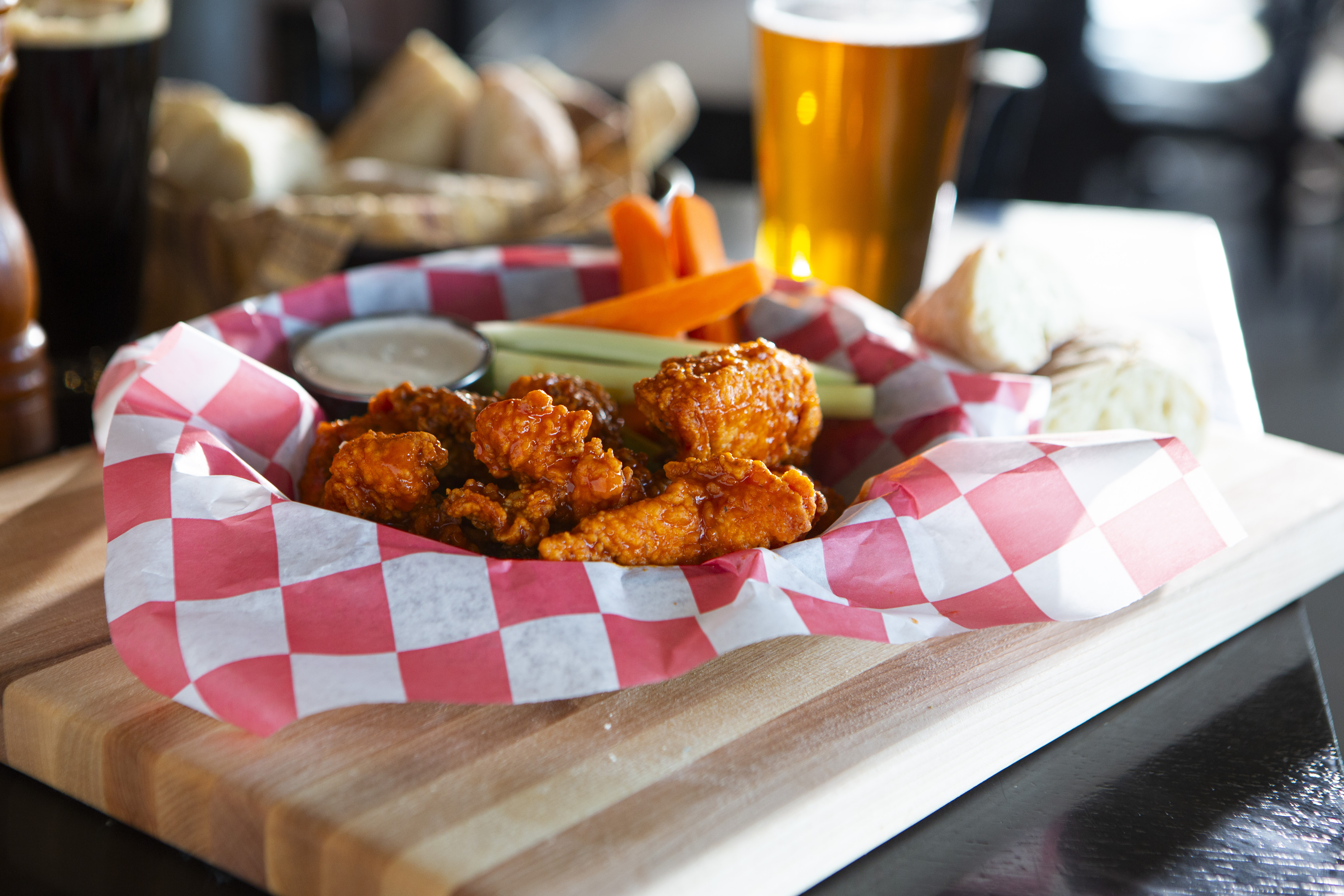 a plate of chicken wings
