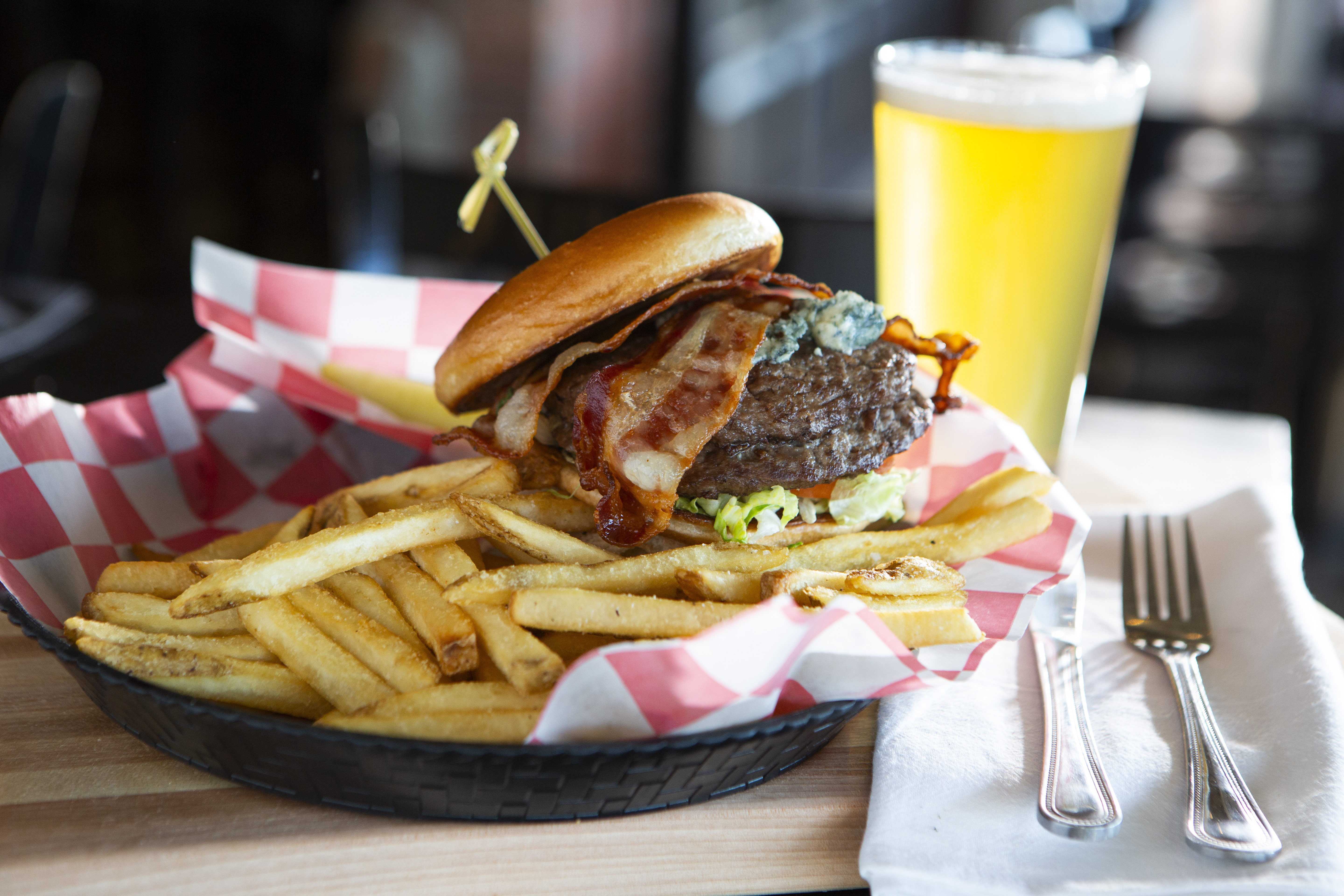 a burger and fries on a plate