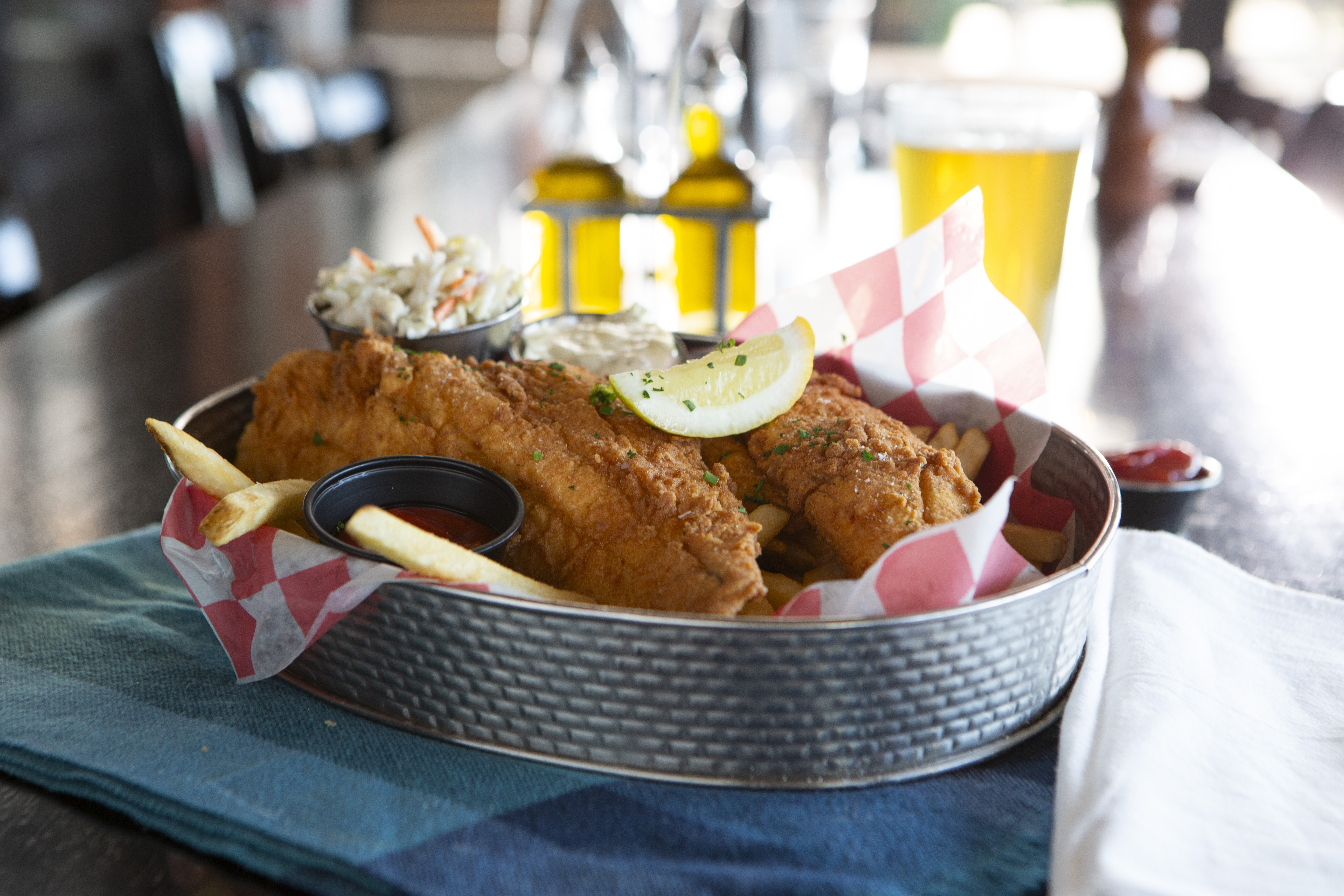 a plate of seafood on a table