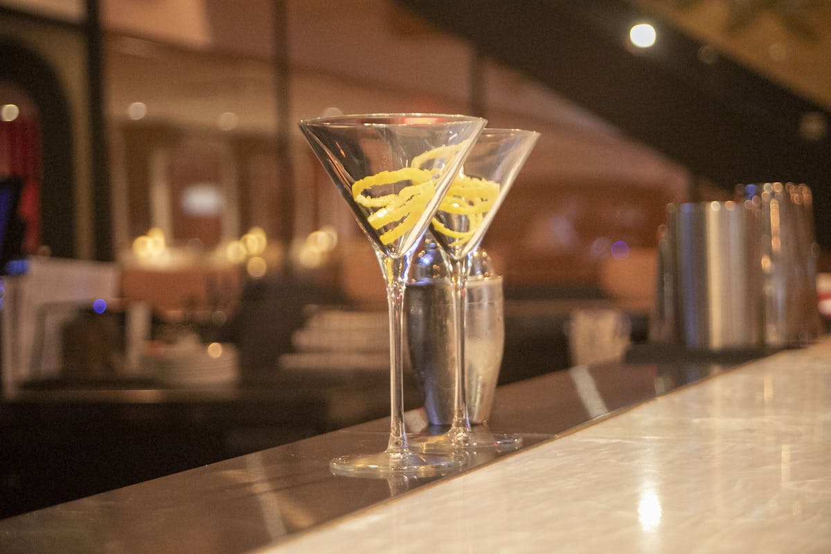 rochambeau martini glasses on bar