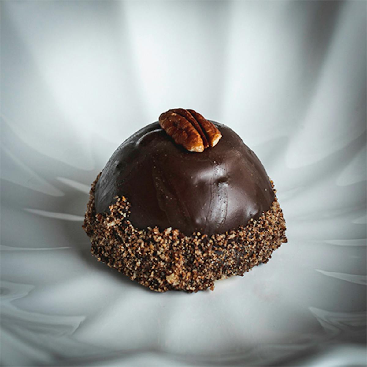 a piece of cake covered in chocolate