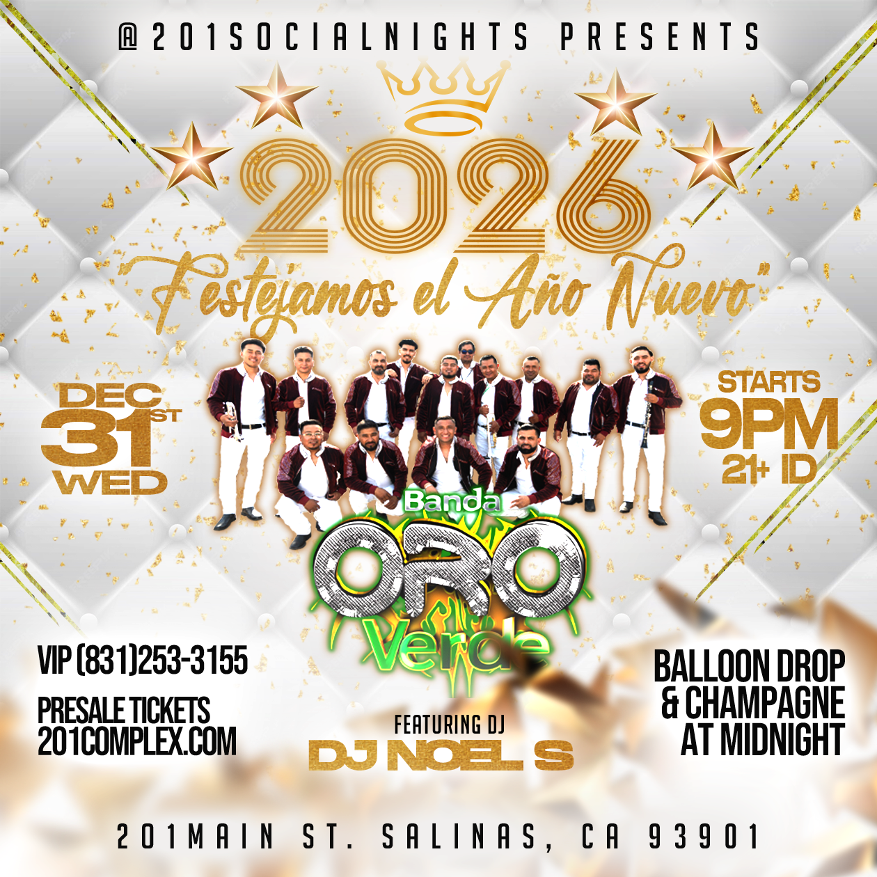 New Years Eve at 201 Main | 201 Main | Restaurant & Bar in Salinas, CA