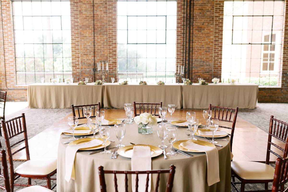 a room with a table and chairs