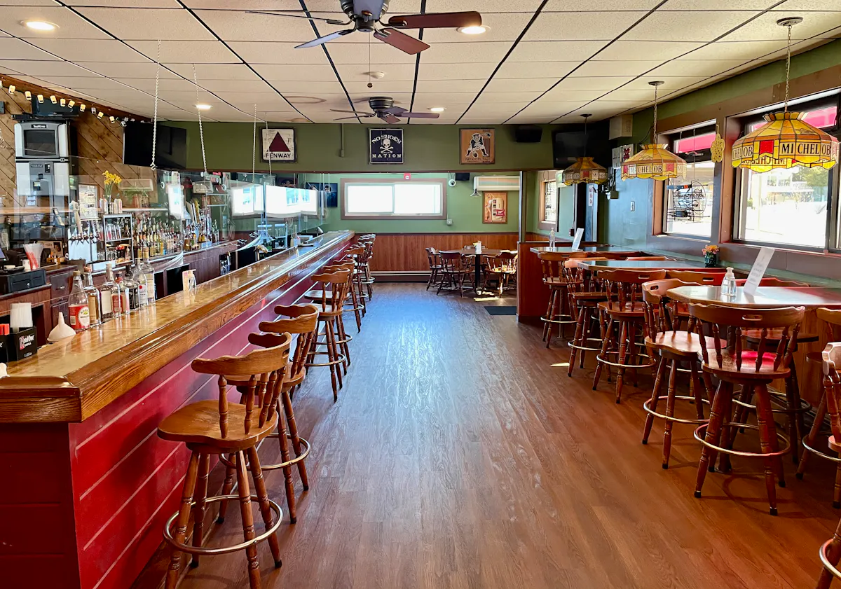 a dining room table in front of a store