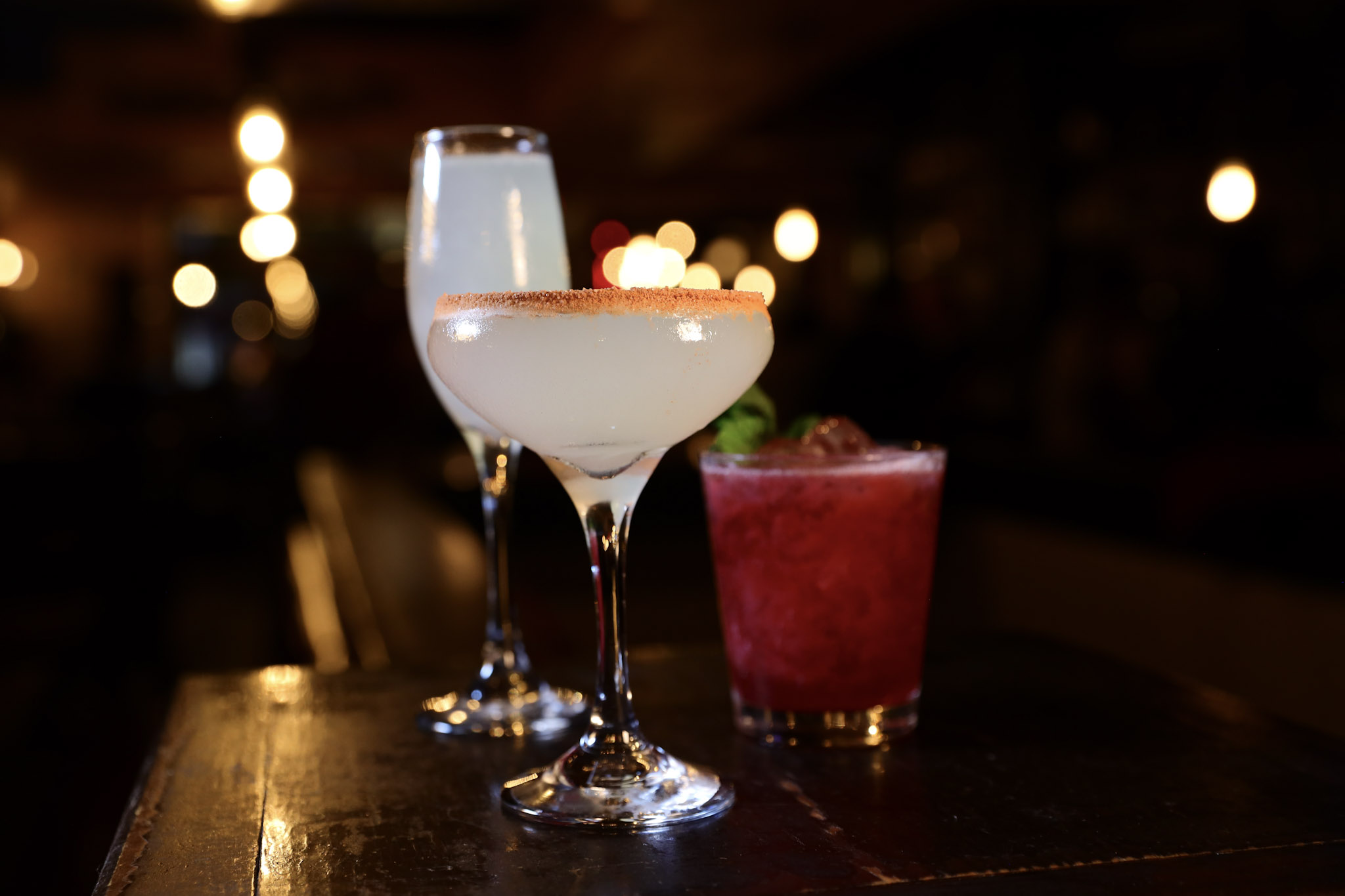 cocktails on a bar