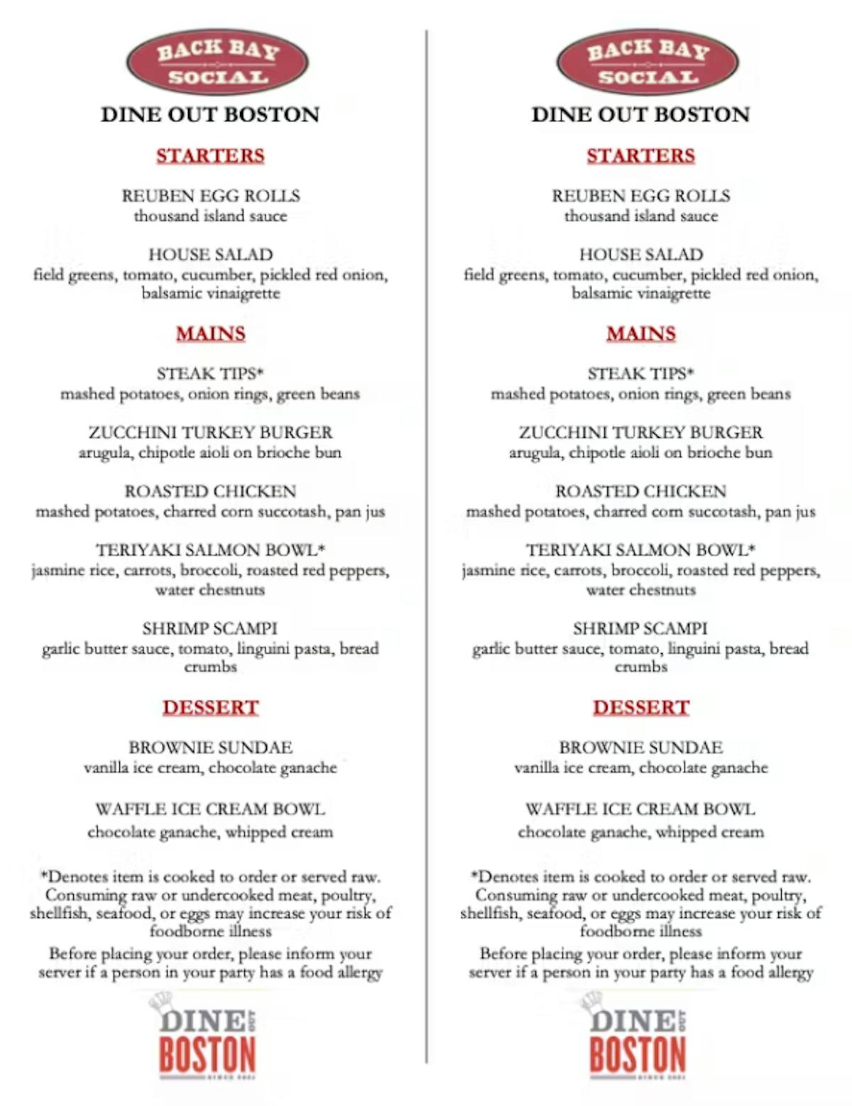 dine out boston back bay social menu