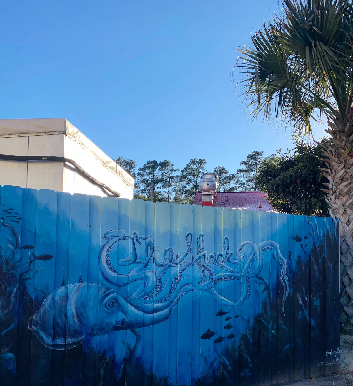 a lot of graffiti on the side of a building