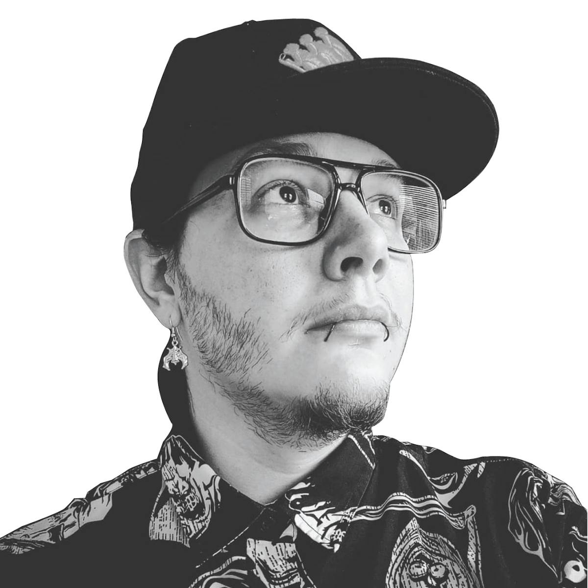 a man wearing a hat and glasses