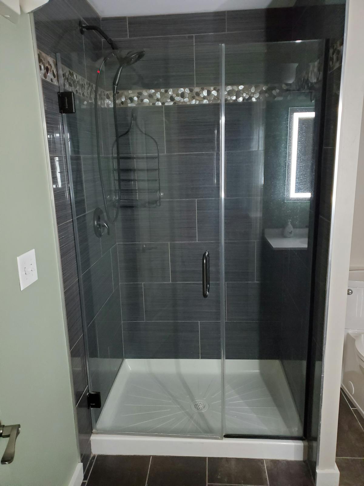 a glass shower door