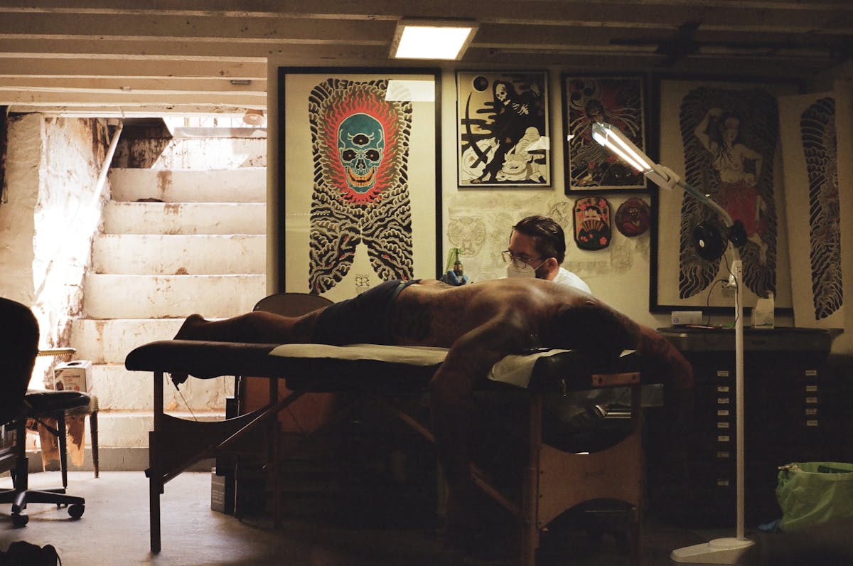 a person getting tattooed at Greenpoint tattoo