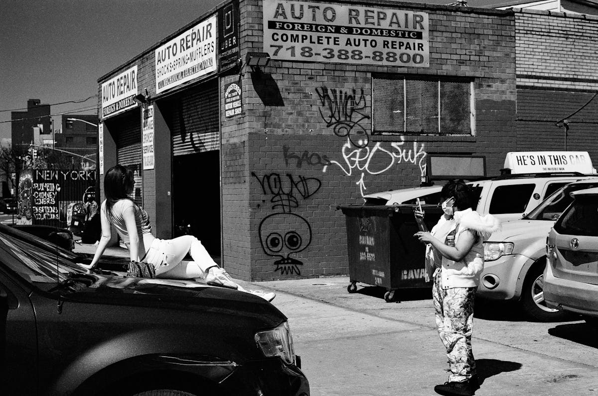a car parked on the side of a building