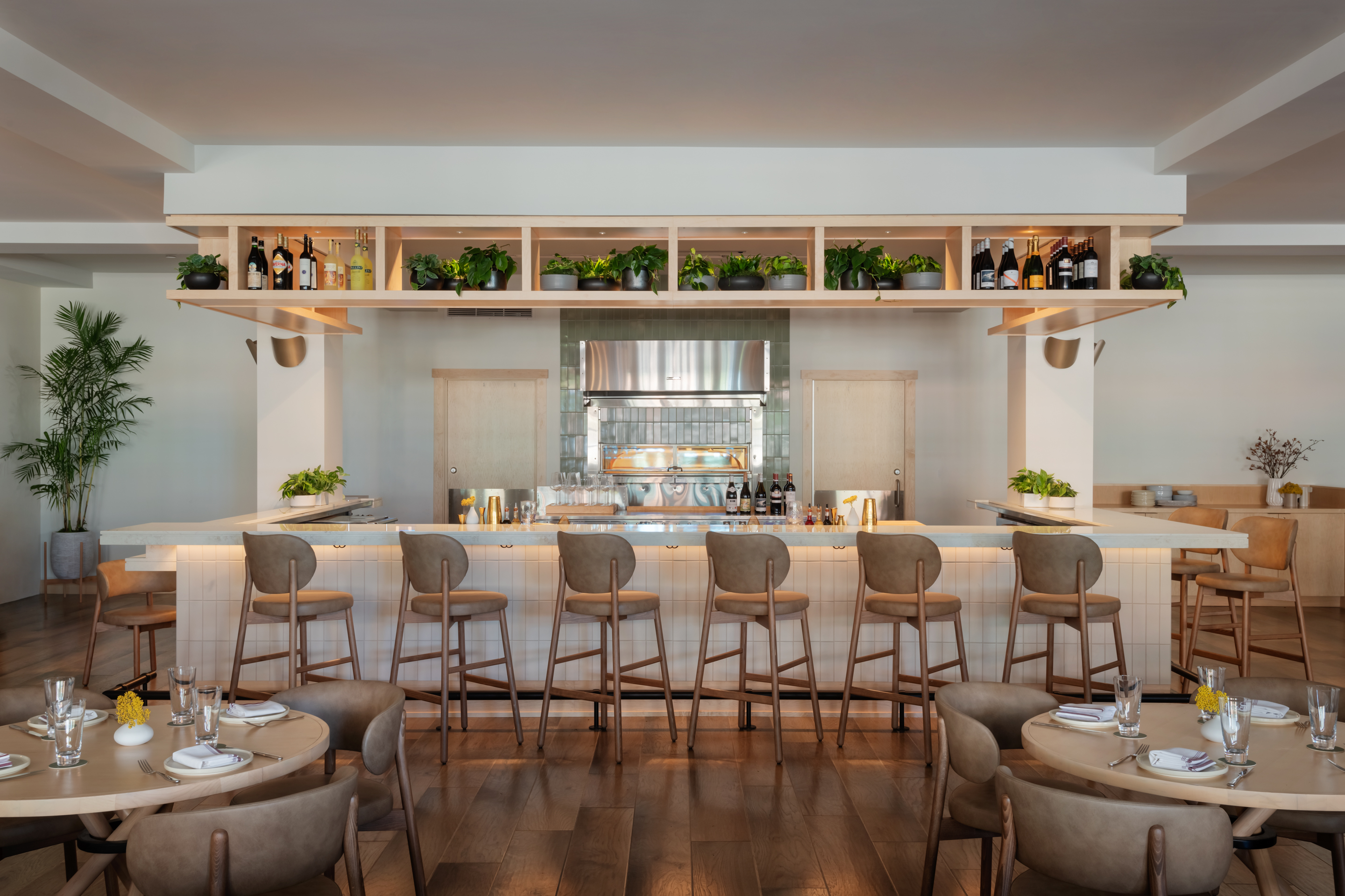 a room with tables and chairs