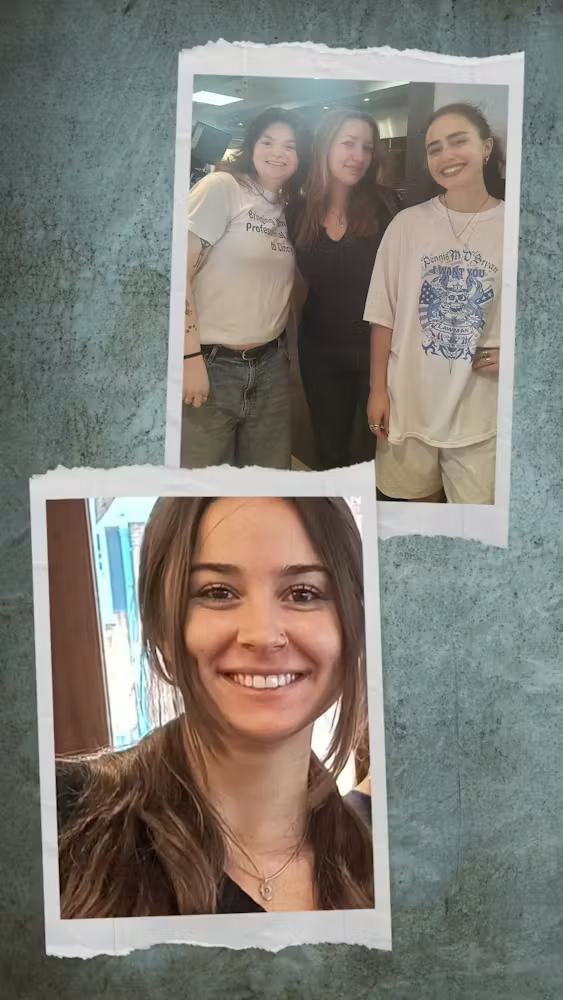 a collage of a woman smiling