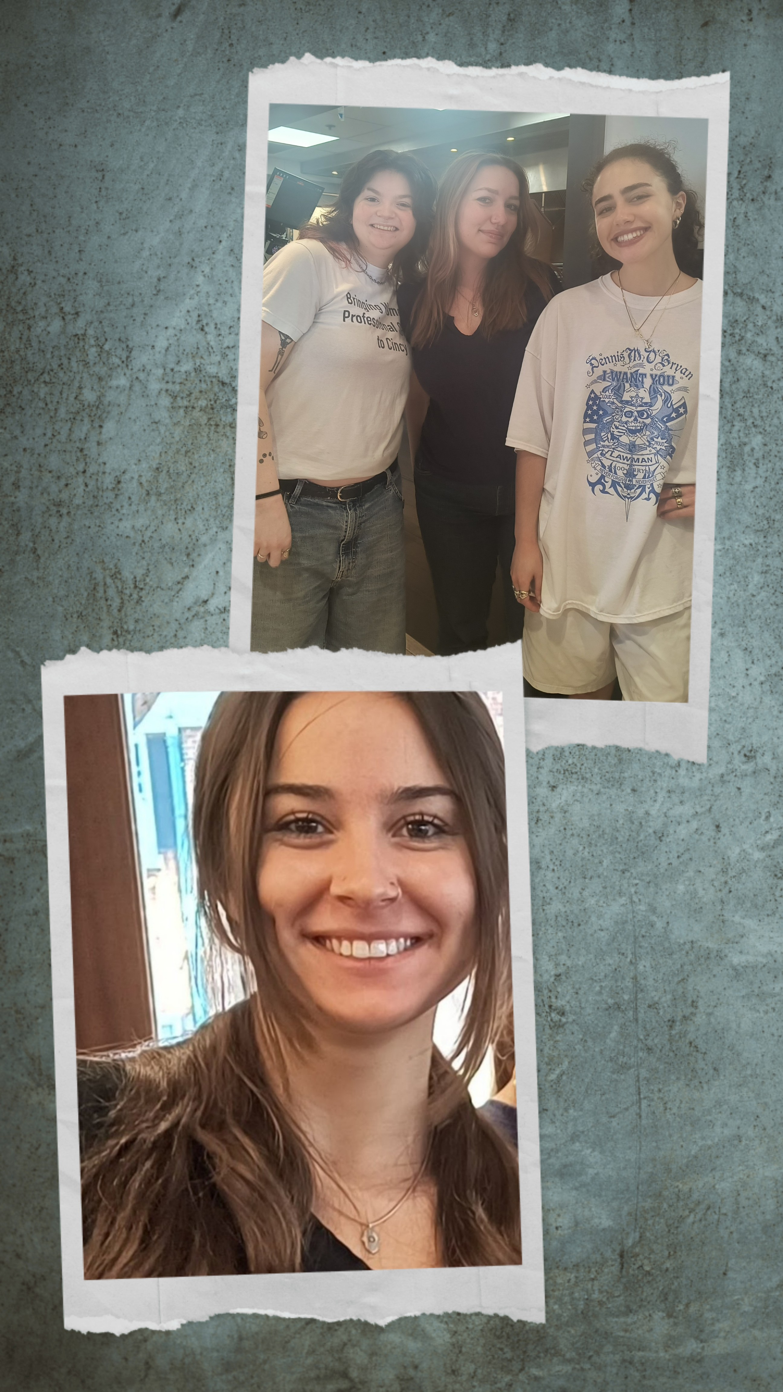 a collage of a woman smiling