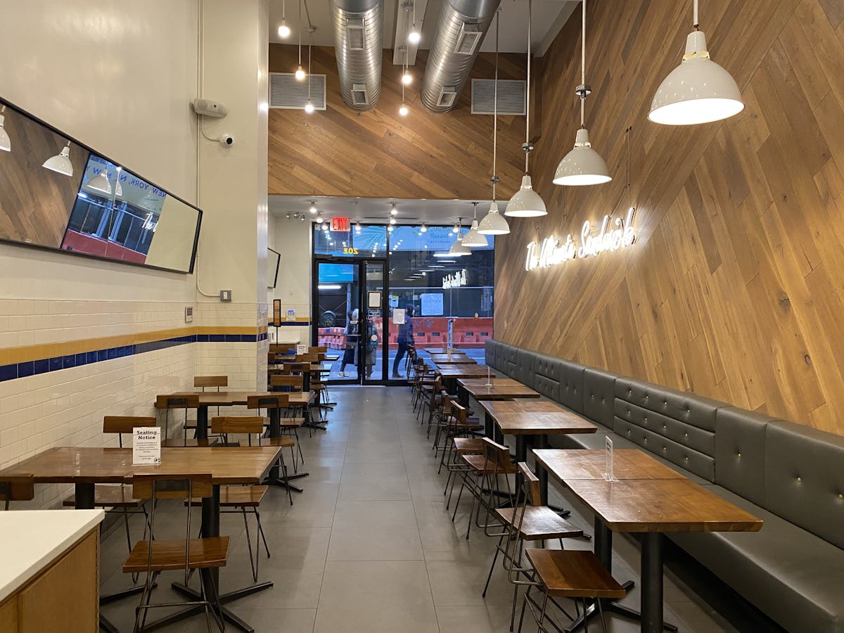 Customer Seating area at Lenwich at Times Square 