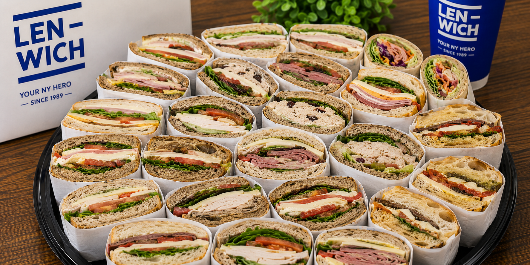 a group of sandwiches in a row