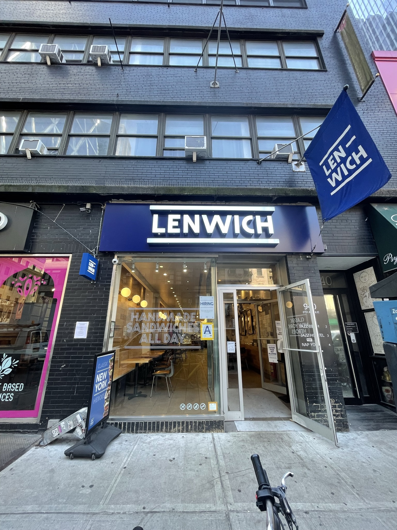 Exterior shot of Lenwich at 55th Street and Eighth Avenue 