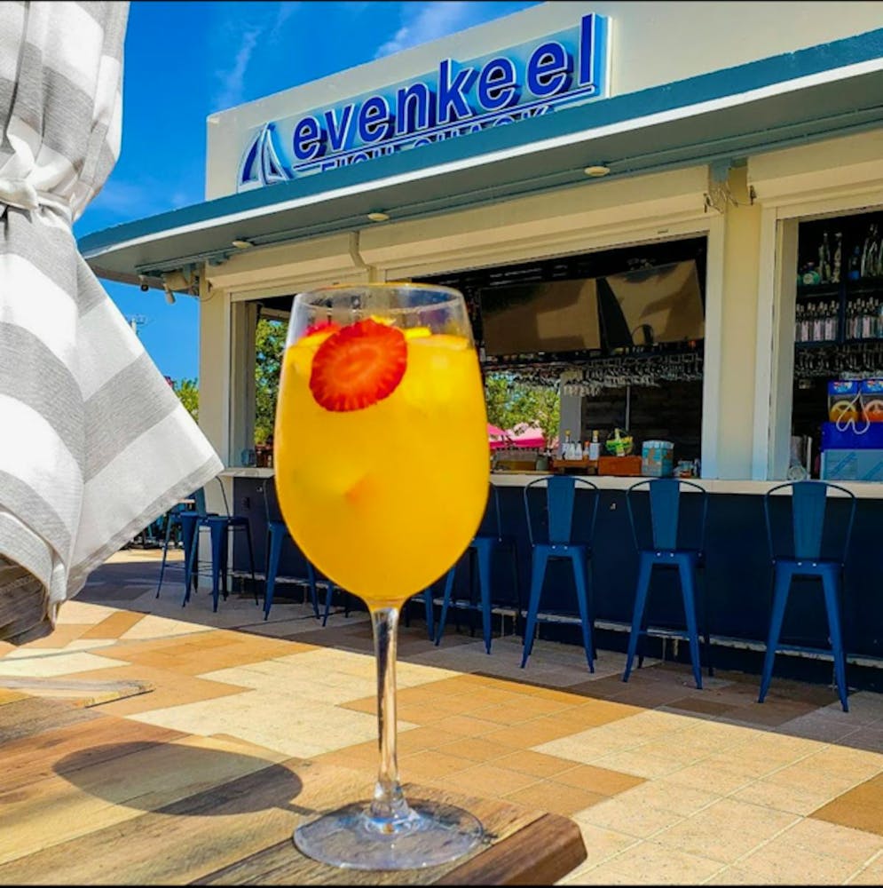 a cocktail over a table