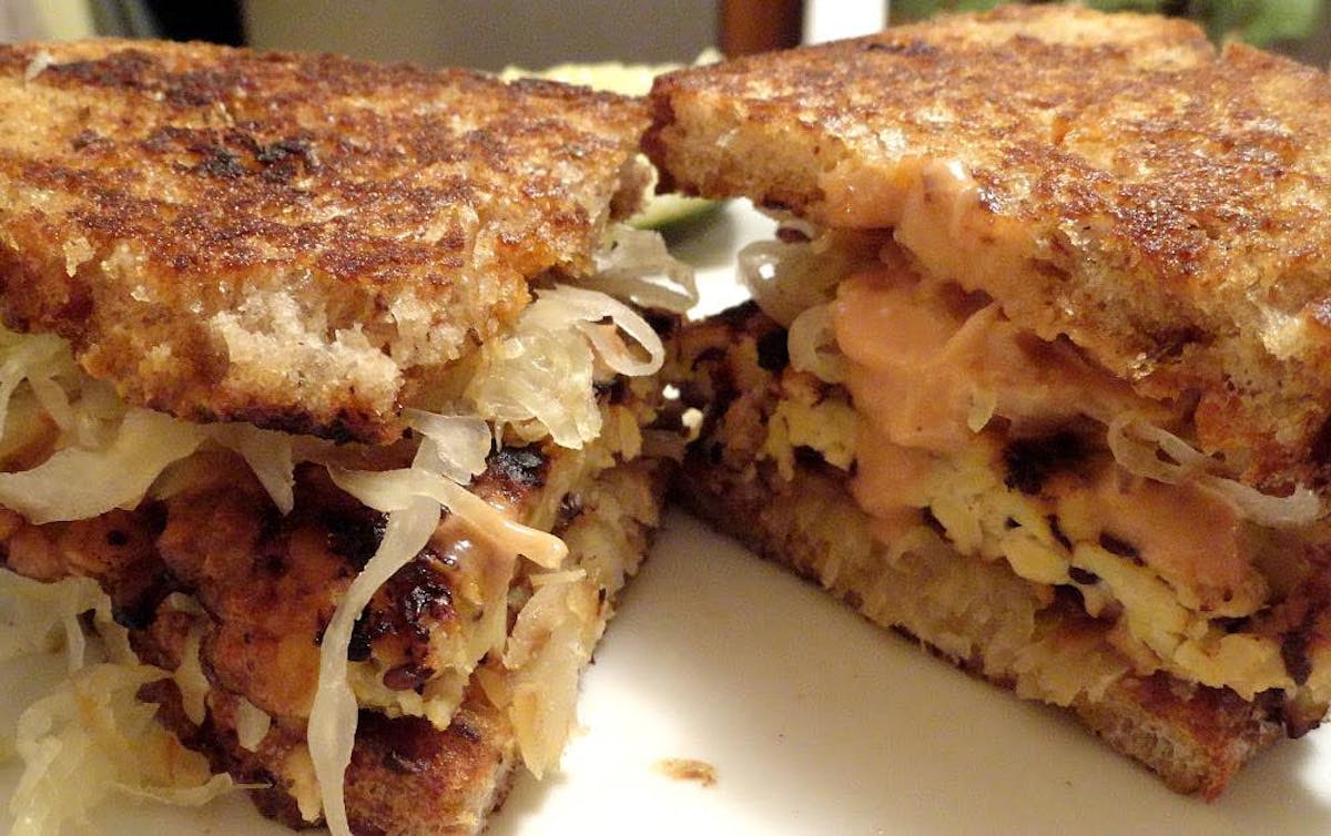 a close up of a sandwich on a plate