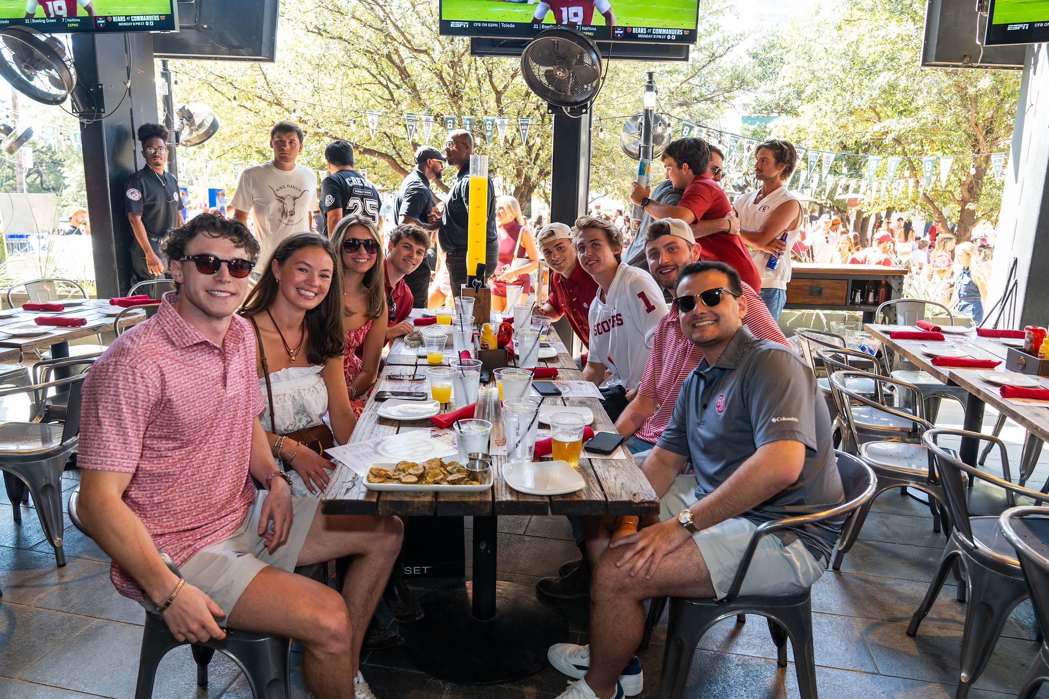 a group of people sitting at a table