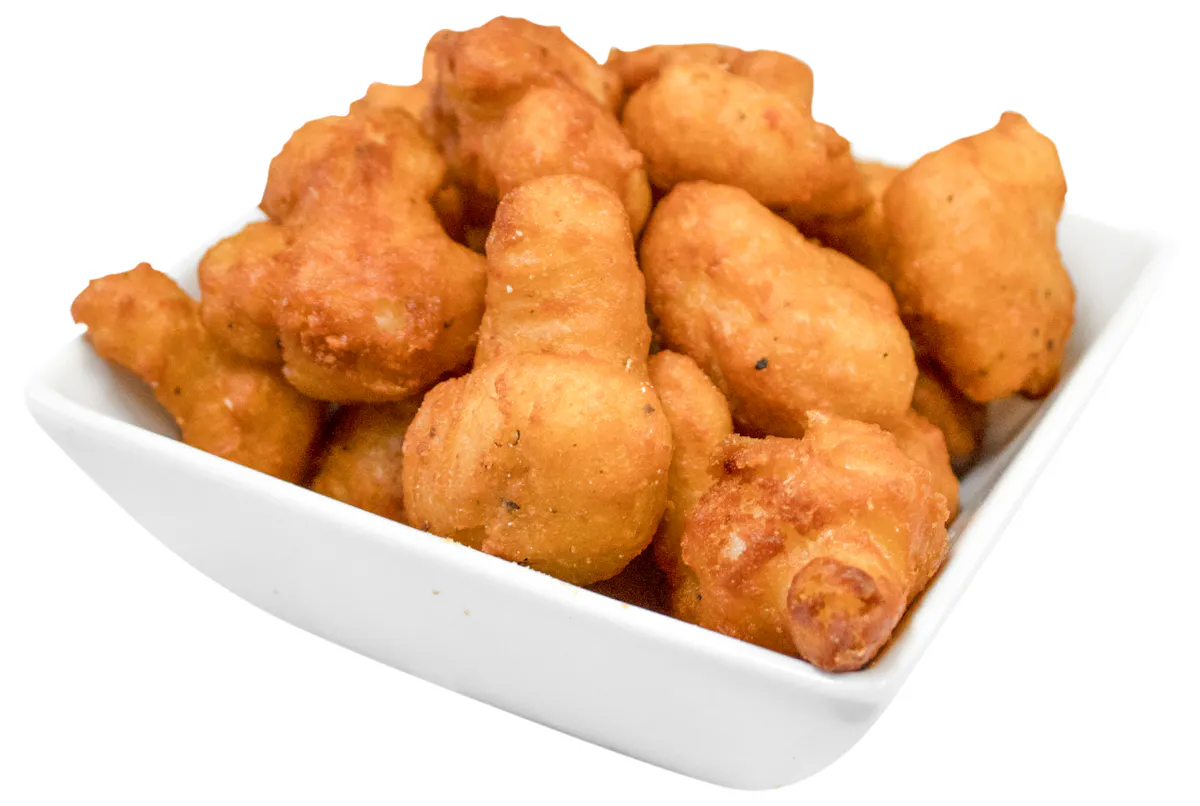 a dish is filled with food