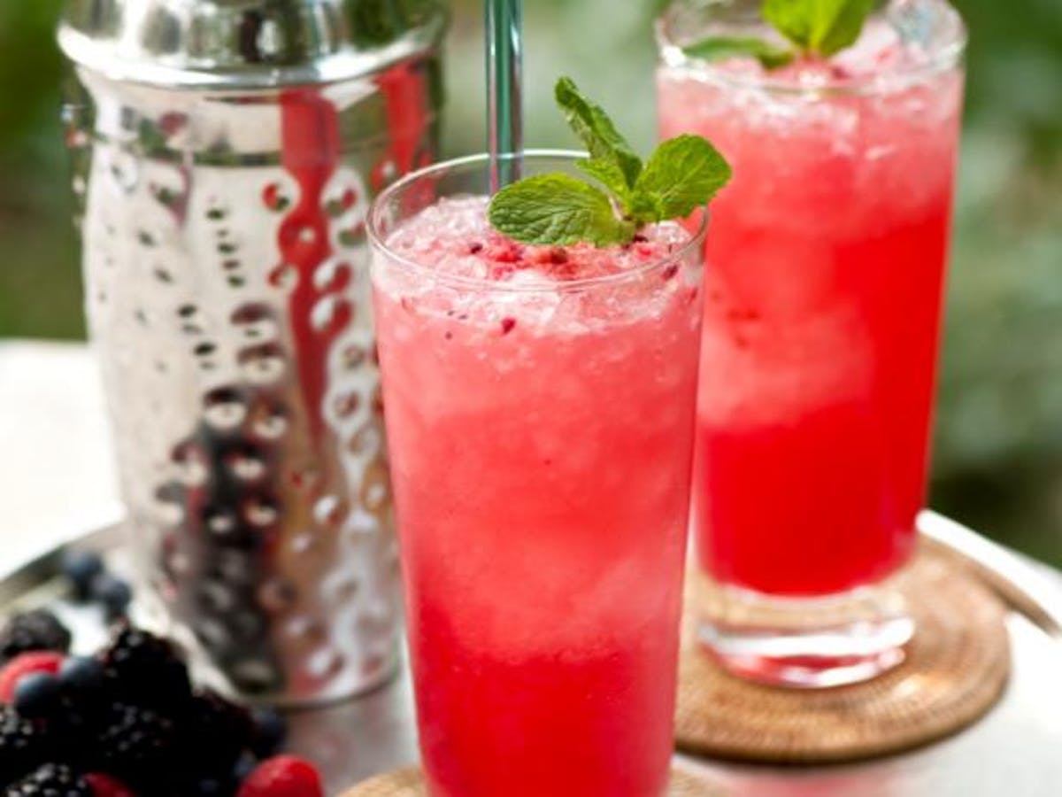 a close up of a beverage on a table