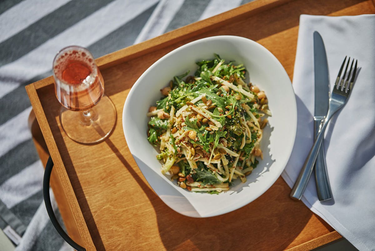 a plate of food with a fork and knife