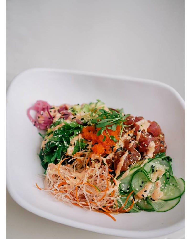 a plate of food with broccoli