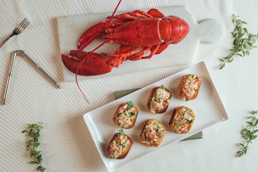 Our Hampshire House miniature lobster rolls on buttered, toasted brioche.