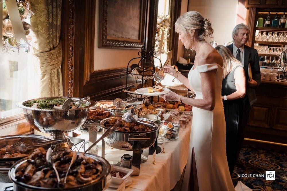 A generous and stunning buffet spread, set out in the Hampshire House Second Floor Baker Bar. Grab a plate and dig in!