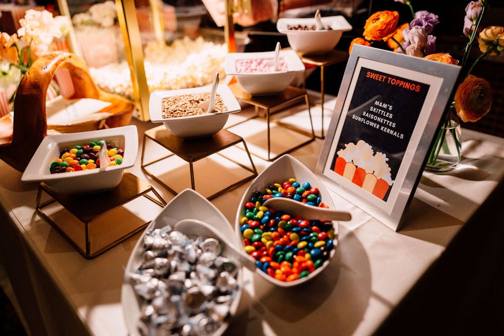 Our Hampshire House popcorn bar! Comes with a variety of sweet and savory toppings to help take the party to the next level!