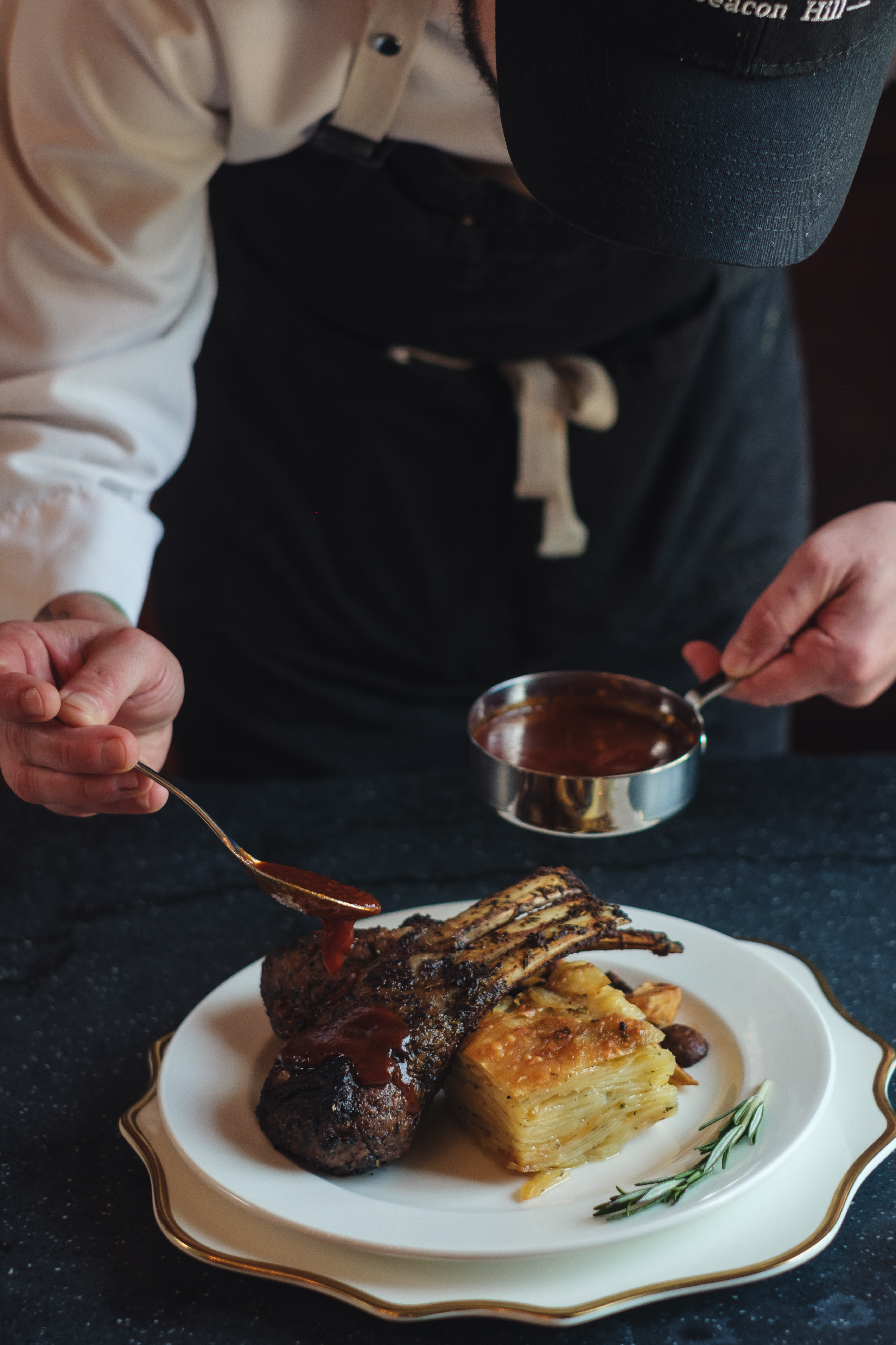 a person holding a plate of food