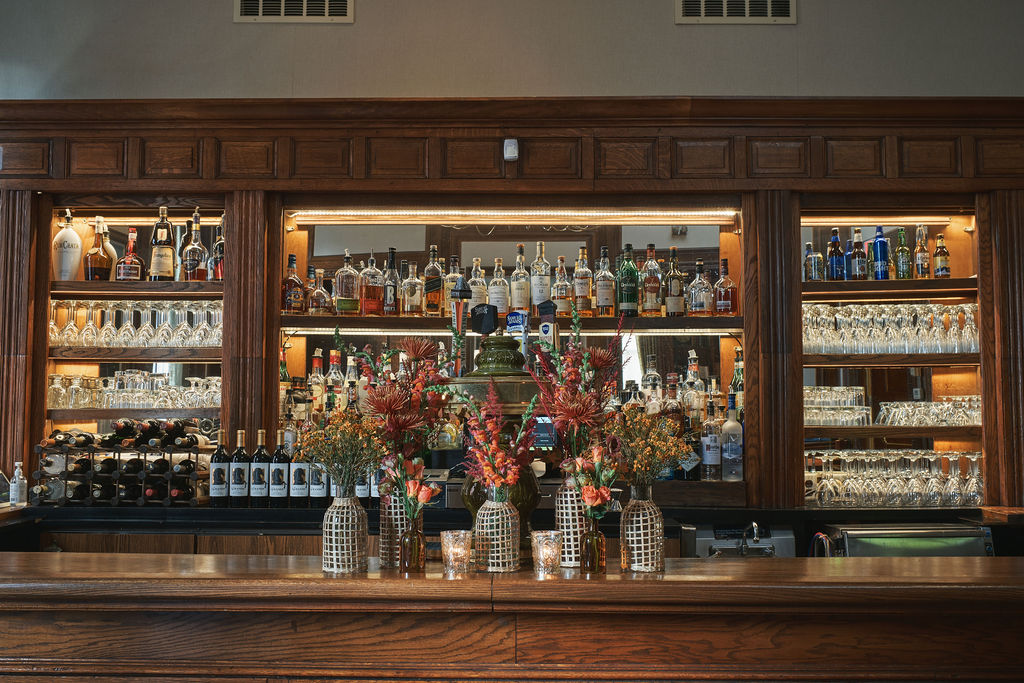 flowers on a bar