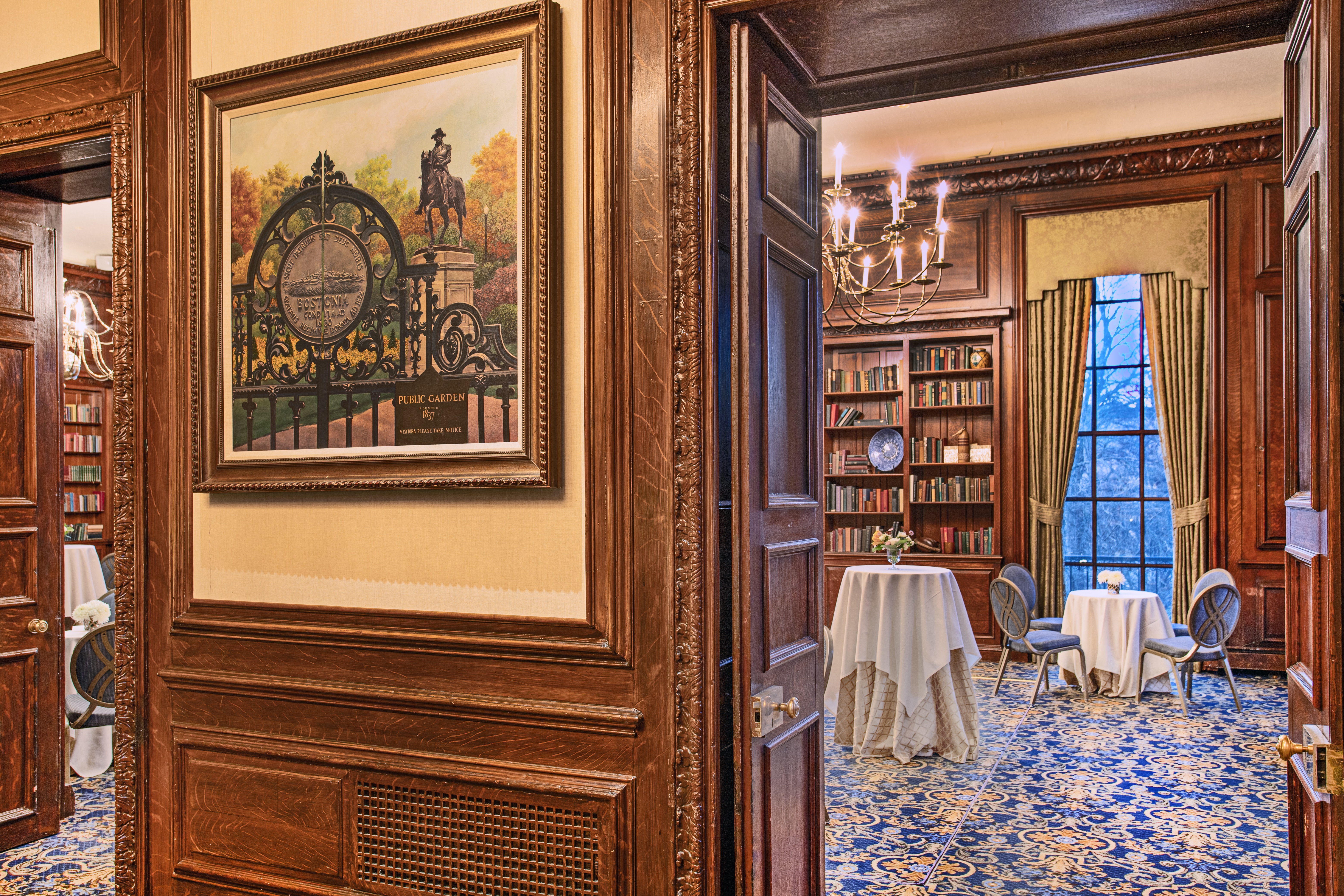 a room filled with furniture and a fireplace