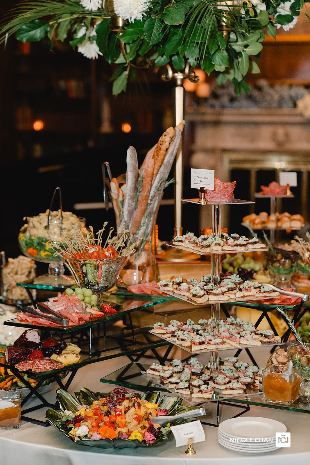 a dining table with a plate of food