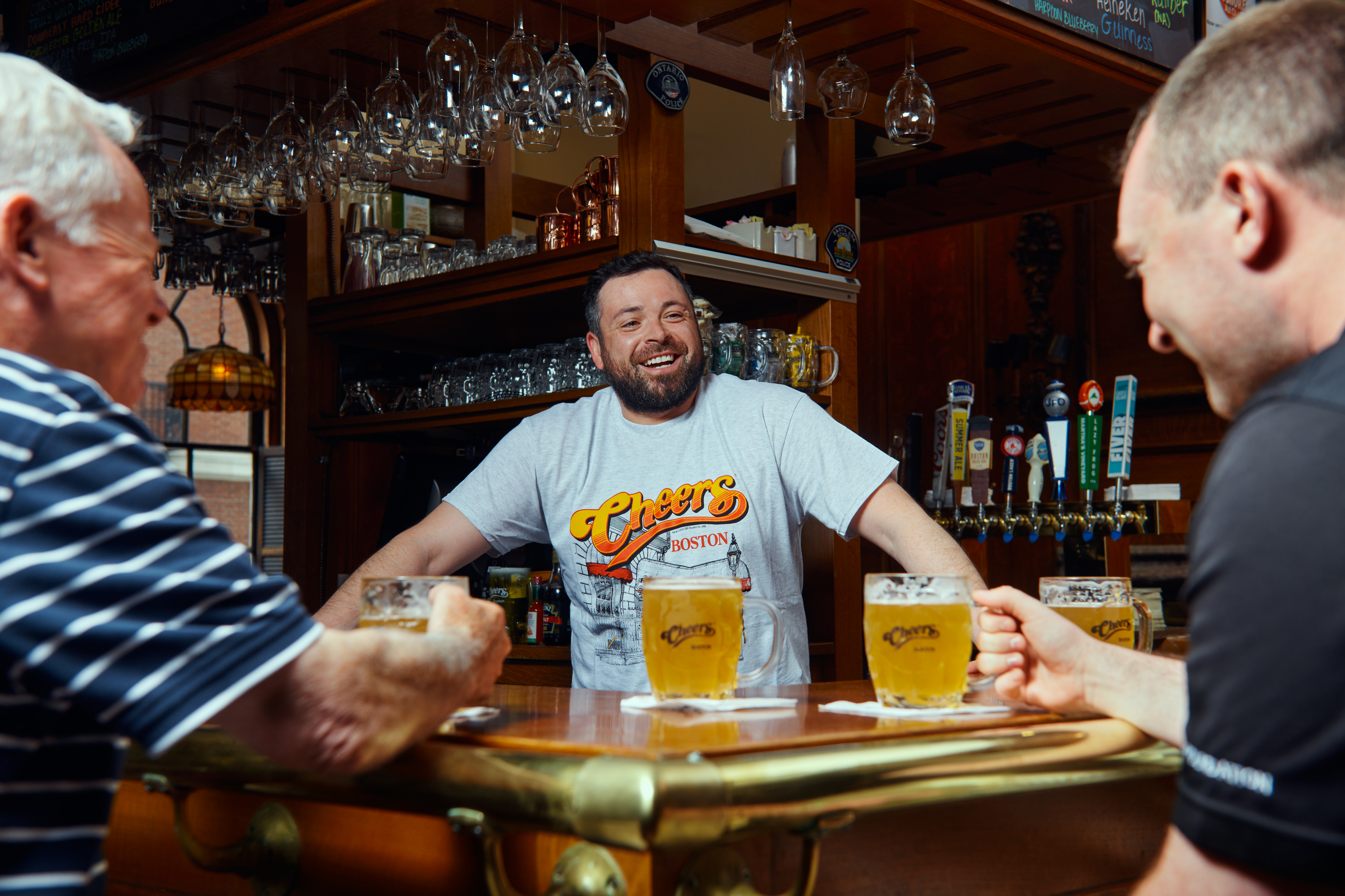 a bartender serving drinks