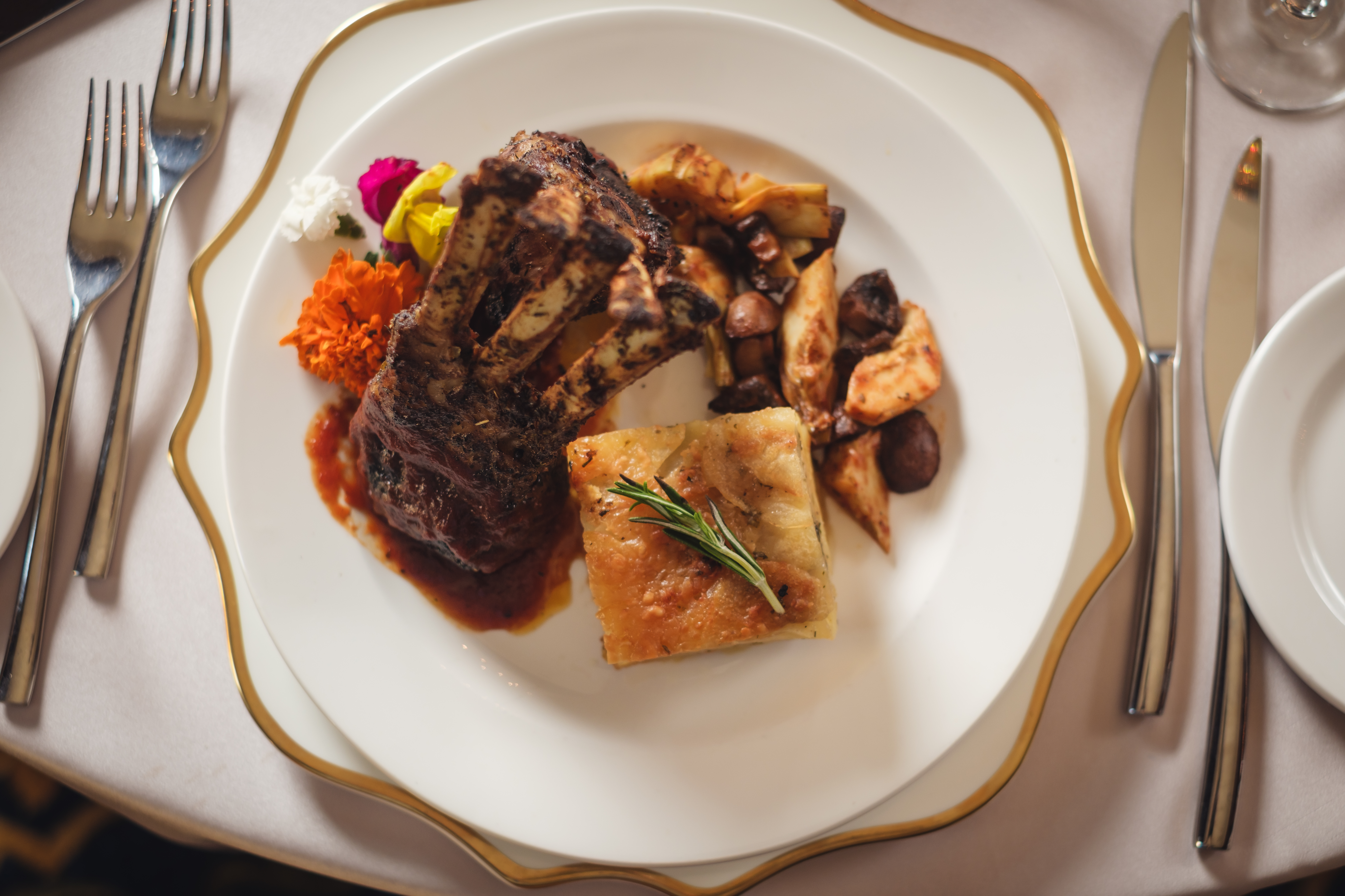 a plate of food with a fork