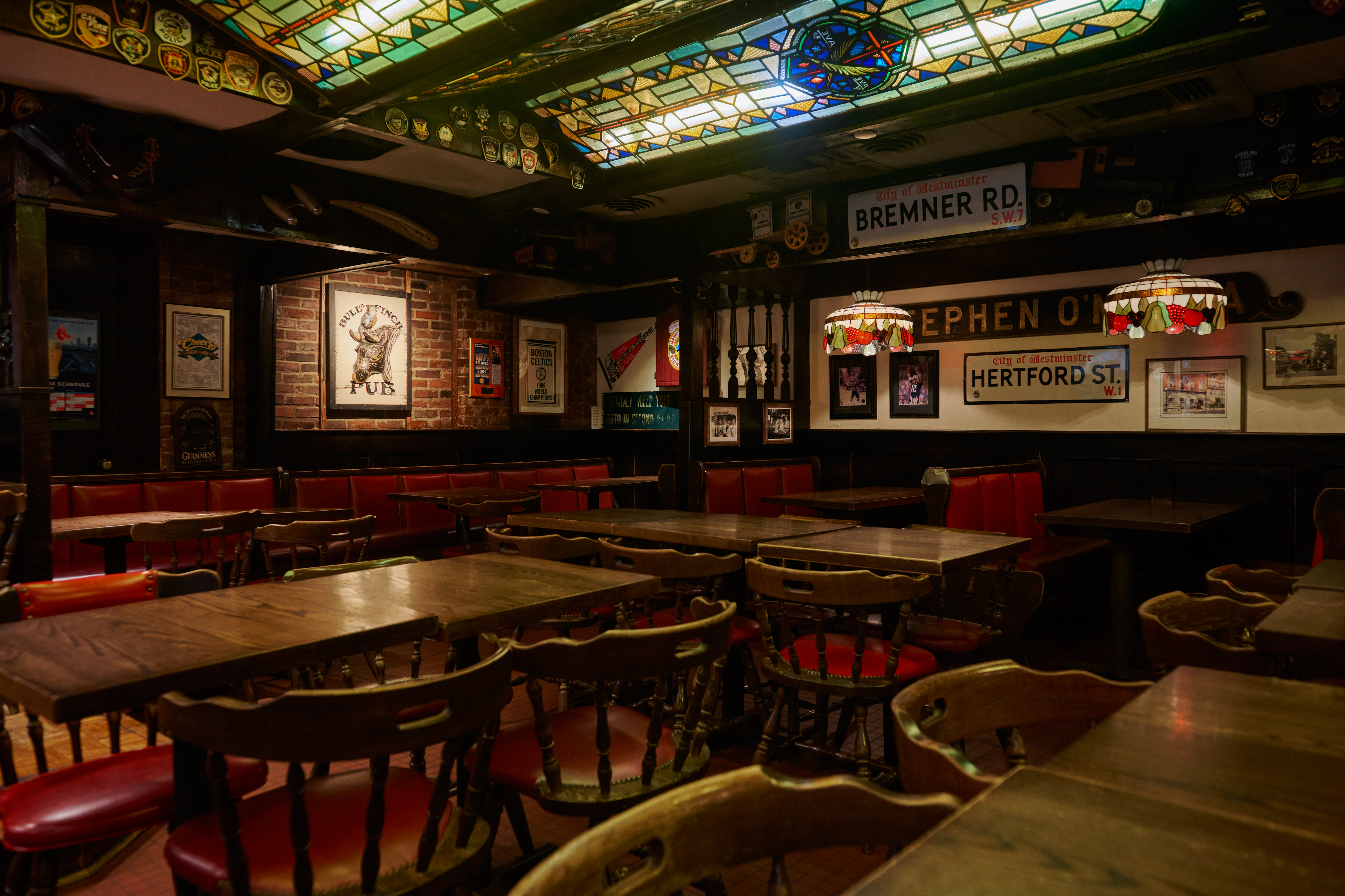 a dining room in a bar