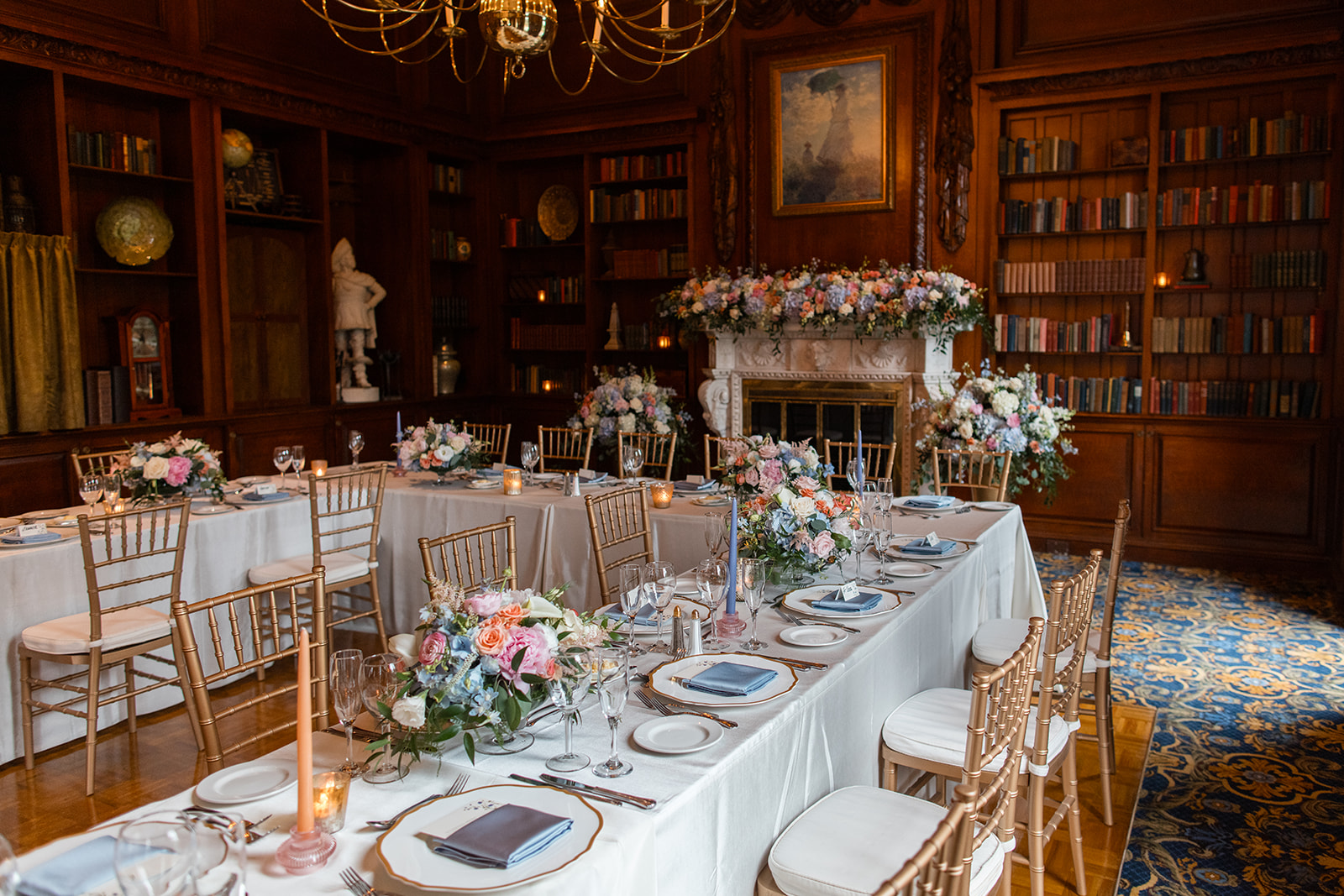a dining table filled with wine glasses